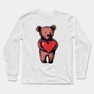 Valentine's day gift. Bear with Heart Long Sleeve T-Shirt